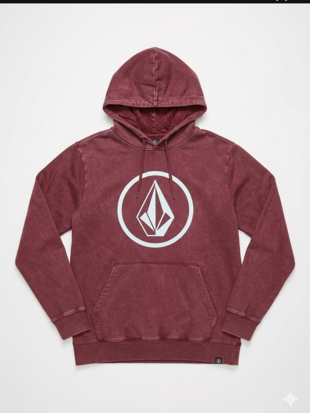 VOLCOM HOODIE LOGO SWEATSHIRT LONG SLEEVE POUCH POCKET WINE BURGUNDY MEDIUM